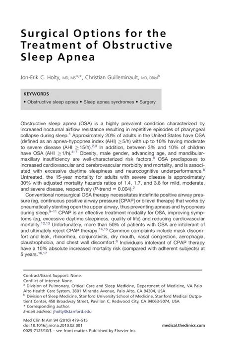 Pdf Surgical Options For The Treatment Of Obstructive Sleep Apnea