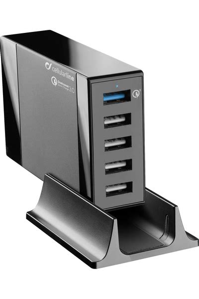 CELLULARLINE CHARGER STATION 5 USB QC STAND BLACK Multitronic