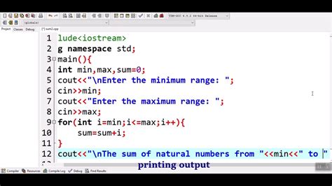 How To Find The Sum Of Numbers In A Given Range In C Youtube