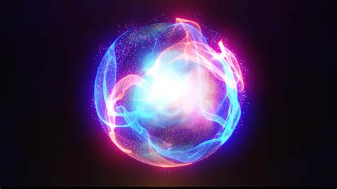 Abstract Energy Sphere With Glowing Bright Particles Atom From Energy