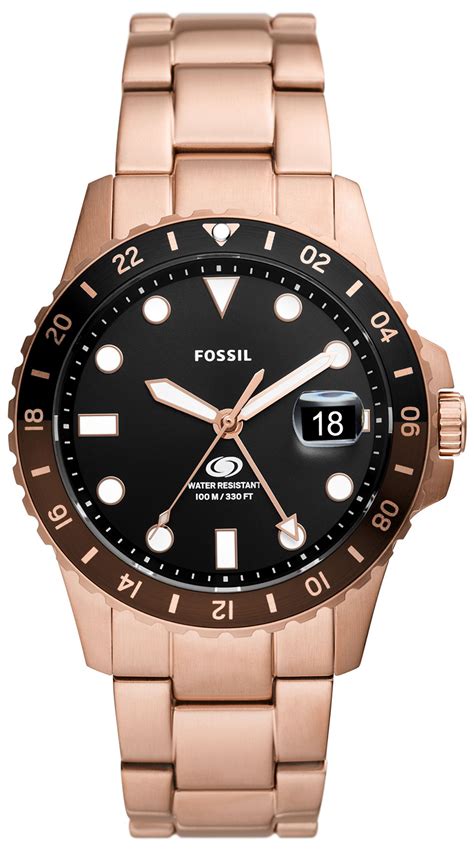 Fossil FS6027 BLUE Rose Gold Stainless Steel 42mm Zegarek Net