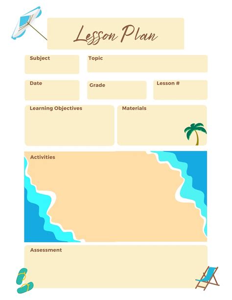 Beach Lesson Plan Template Printable Plan Homeschool Etsy