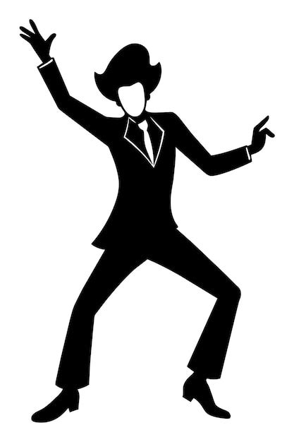 Silueta Vectorial De Un Hombre Bailando En Una Discoteca Vector Premium