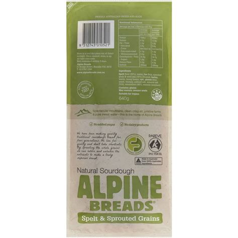 Alpine Breads Spelt Sprouted Grains Bread 640g Woolworths