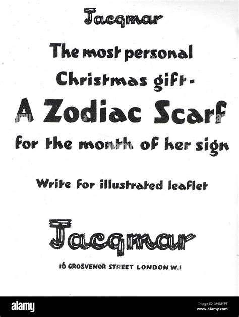 Jacqmar Zodiac Scarf For The Month Of Her Star Sign Advert Advertising