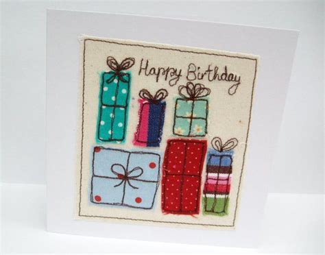 Personalised Birthday Card Machine Embroidered Birthday Etsy