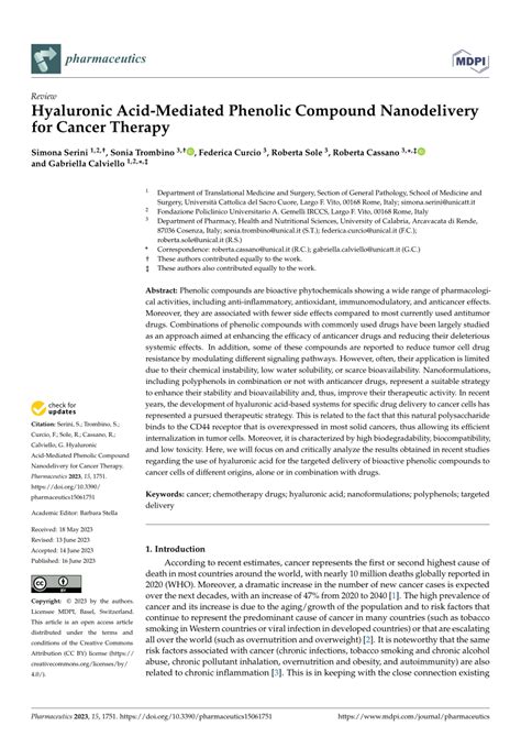 PDF Hyaluronic Acid Mediated Phenolic Compound Nanodelivery For