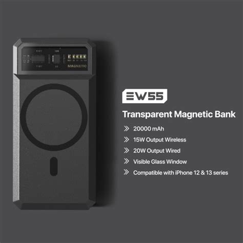 Jual KIIP WIRELESS POWERBANK 20W FAST CHARGING MAGSAFE MAGNETIC PD EW55