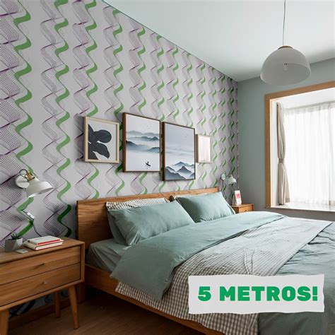 Papel De Parede Adesivo Pvc Estampa Onduladas Metros Shopee Brasil