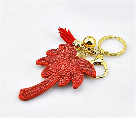 Crystal Rhinestone Pu Keychain Leather Key Holder Rings Handmade