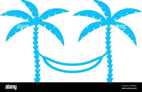 Relaxing Hammock Between Two Palm Trees Icon Flat Blue Pictogram On