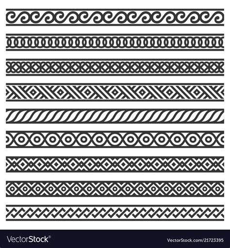 Border decoration seamless patterns set on white Vector Image