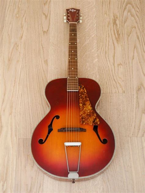 1950s Kay Archtop Vintage Acoustic Guitar Cherry Sunburst 100 Original W Case Ebay