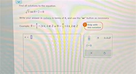 Solved Find All Solutions To The Equation Sec Write Chegg