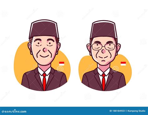 Cartoon Version of Joko Widodo and Maruf Amin, Indonesian President and ...