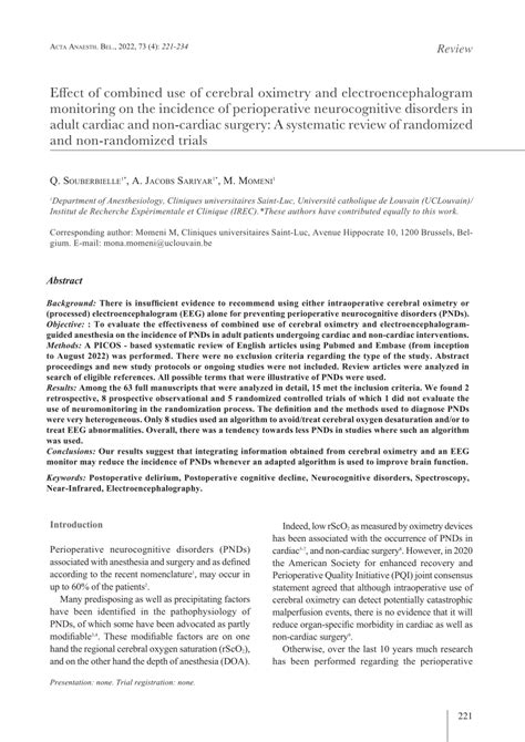 Pdf Effect Of Combined Use Of Cerebral Oximetry And