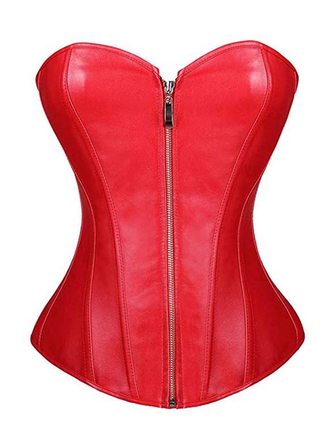 Sayfut Plus Size Overbust Corset Sexy Faux Leather Corset Intimates