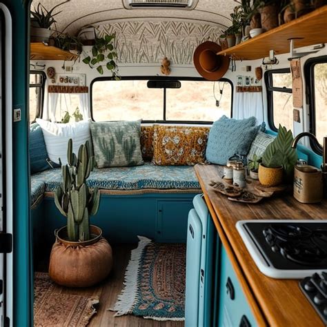 Premium Photo | Interior of a camper van motorhome generative ai