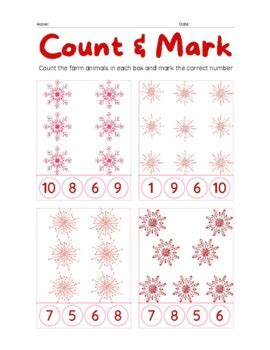 Count & Mark Snowflake Worksheet by Ms Leah Learning | TPT