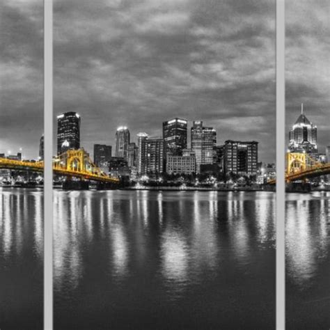 Aerial Black And Gold Pittsburgh Triptych Various Formats Etsy