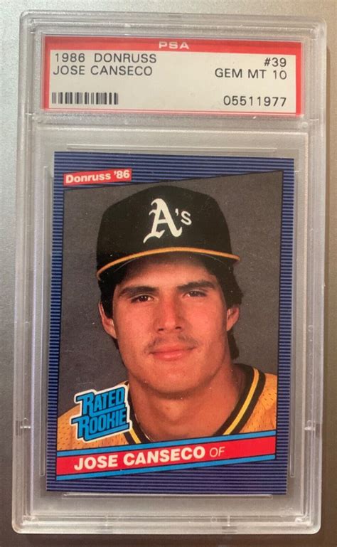 1986 PSA 10 Jose Canseco Donruss Rated Rookie 39 EBay