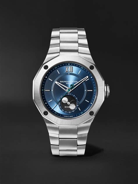 Blue Riviera Baumatic Automatic Moon Phase 43mm Stainless Steel Watch