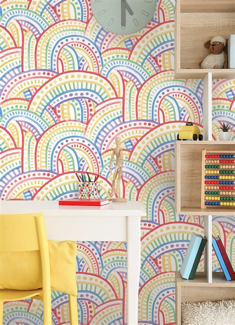 Nus Retro Rainbow Multi Peel And Stick Wallpaper By Nuwallpaper