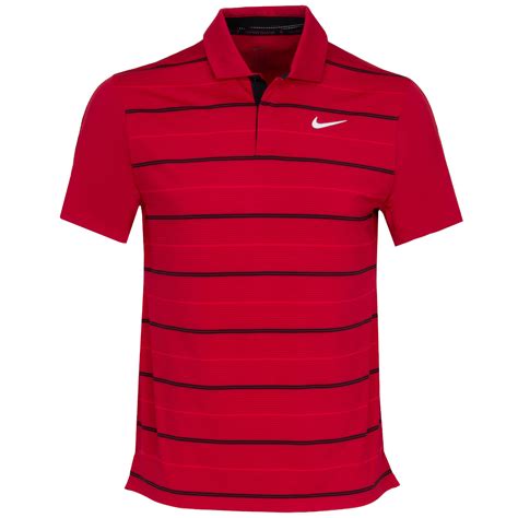 Nike Tiger Woods Dri Fit Stripe Golf Polo Shirt Gym Reduniversity Red