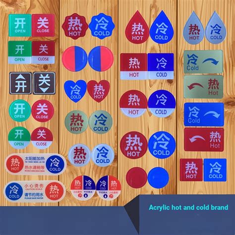 Hot And Cold Water Logo Stickers And Hotel Bathroom Faucet Indicator Switch Signs Acrylic Labels