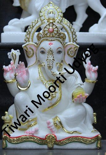 Tiwari Murti Marble Indian God Ganesh Statue For Temple Color White