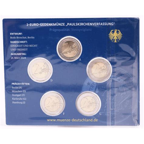 2 Euro Gedenkmünze Deutschland 2024 bfr Paulskirchenverfassung G