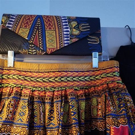 Irapada African Print Dashiki Maxi Skirt Blueorange Etsy African Skirts African Print