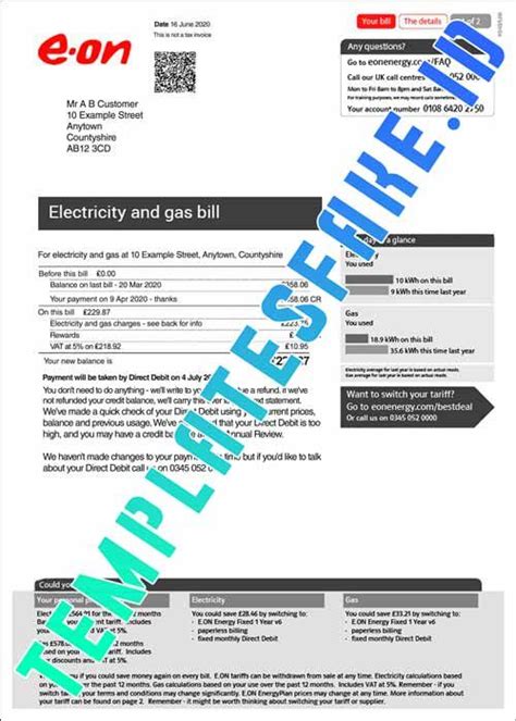 Eon Bill Uk Psd Template In 2021 Psd Templates Psd Templates