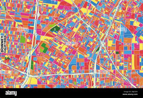 Colorful Vector Map Of Downey California Usa Art Map Template For