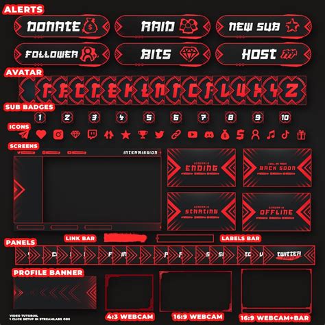 Animated RED Twitch Overlay Package Minimal Red Twitch Theme - Etsy