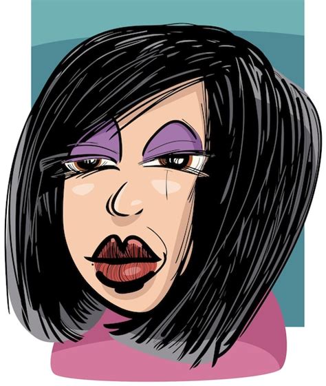 Mujer Morena Caricatura Dibujo Ilustración Vector Premium