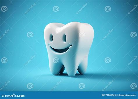 D Smiling Molar Illustration Over Blue Background Stock Illustration