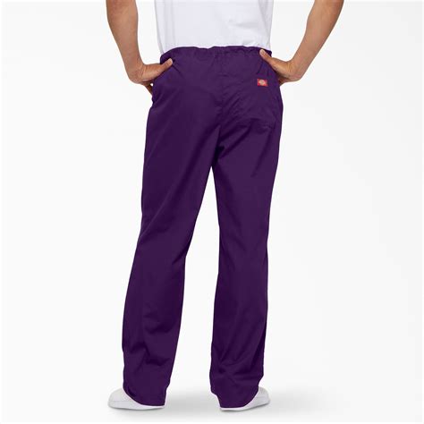 Unisex Eds Signature Drawstring Scrub Pants Purple Eggplant Xs Women S Scrubs Dickies