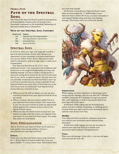 Barbarian Subclass Path Of The Spectral Soul Rdndhomebrew