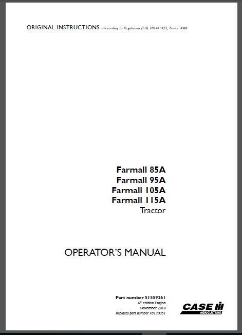 Case Ih Tractor Farmall 85a95a105a115a Operators Manual Pdf Download ~ Heydownloads