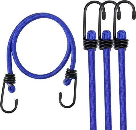 WORKPRO 24 Inch Bungee Cord With Hooks 4 Pack Superior Rubber Heavy