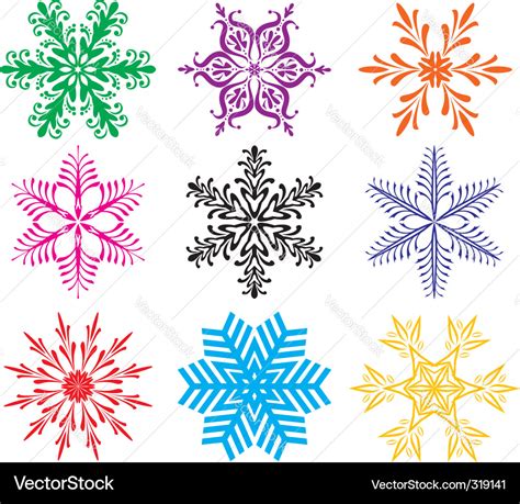 Colorful Snowflakes Royalty Free Vector Image Vectorstock