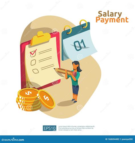 Salary Payment And Payroll Illustration Concept For Annual Bonus