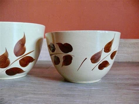 2 Watt Autumn Foliage Ovenware Pottery Bowls Vintage Yellow Etsy