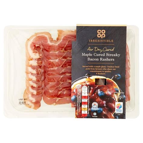 Co Op Irresistible Maple Cured Streaky Bacon Rashers 200g Jersey