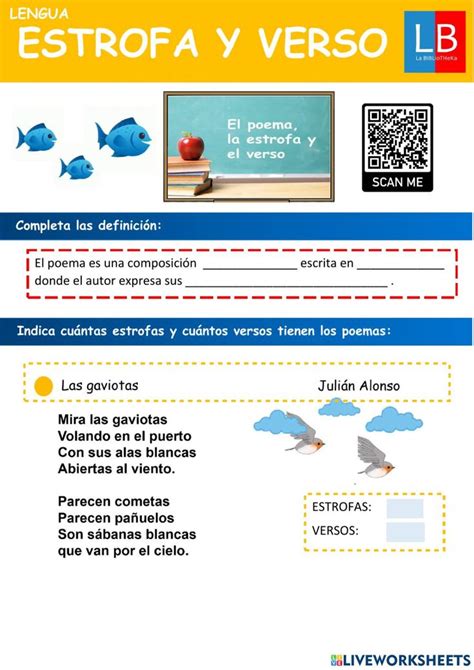 Poema Estrofa Y Verso Worksheet Estrofas Y Versos Genero Lirico Poemas