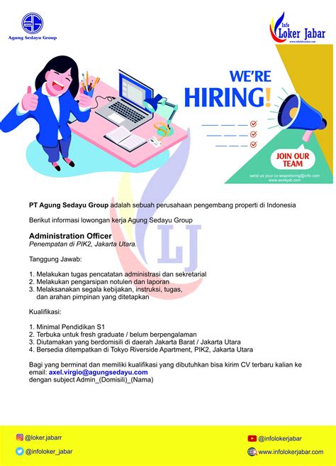 Lowongan Kerja Administration Officer Pt Agung Sedayu Group Loker Jabar