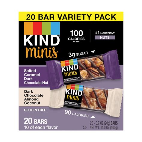 Kind Bars Salted Caramel Dark Chocolate Nut Dark Chocolate Almond Coconut Minis Variety Pack