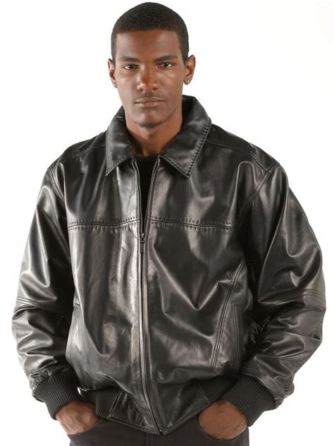 Pelle Pelle Mens Basic Black Leather Jacket Pelle Pelle Jackets