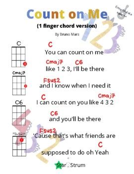 Count On Me By Bruno Mars For Easy Ukulele By Starstrum Tpt